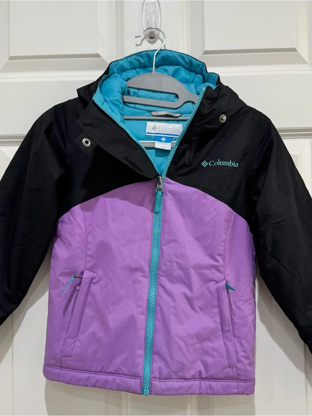 Columbia Girls' Purple & Black Insulated Puffer Jacket w Teal Accents Sz XS